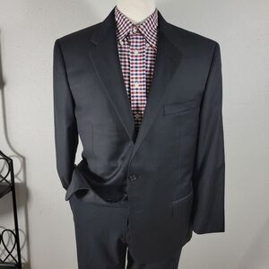 Hickey Freeman Model FA003 Men's Sport Coat Blazer Two Button Black Wool 44R‎